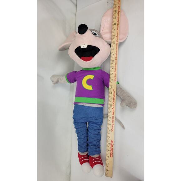 Chuck E Cheese Mouse Large Plush 27" Prize Stuffed Purple Shirt Jeans 2021 - Picture 5 of 6